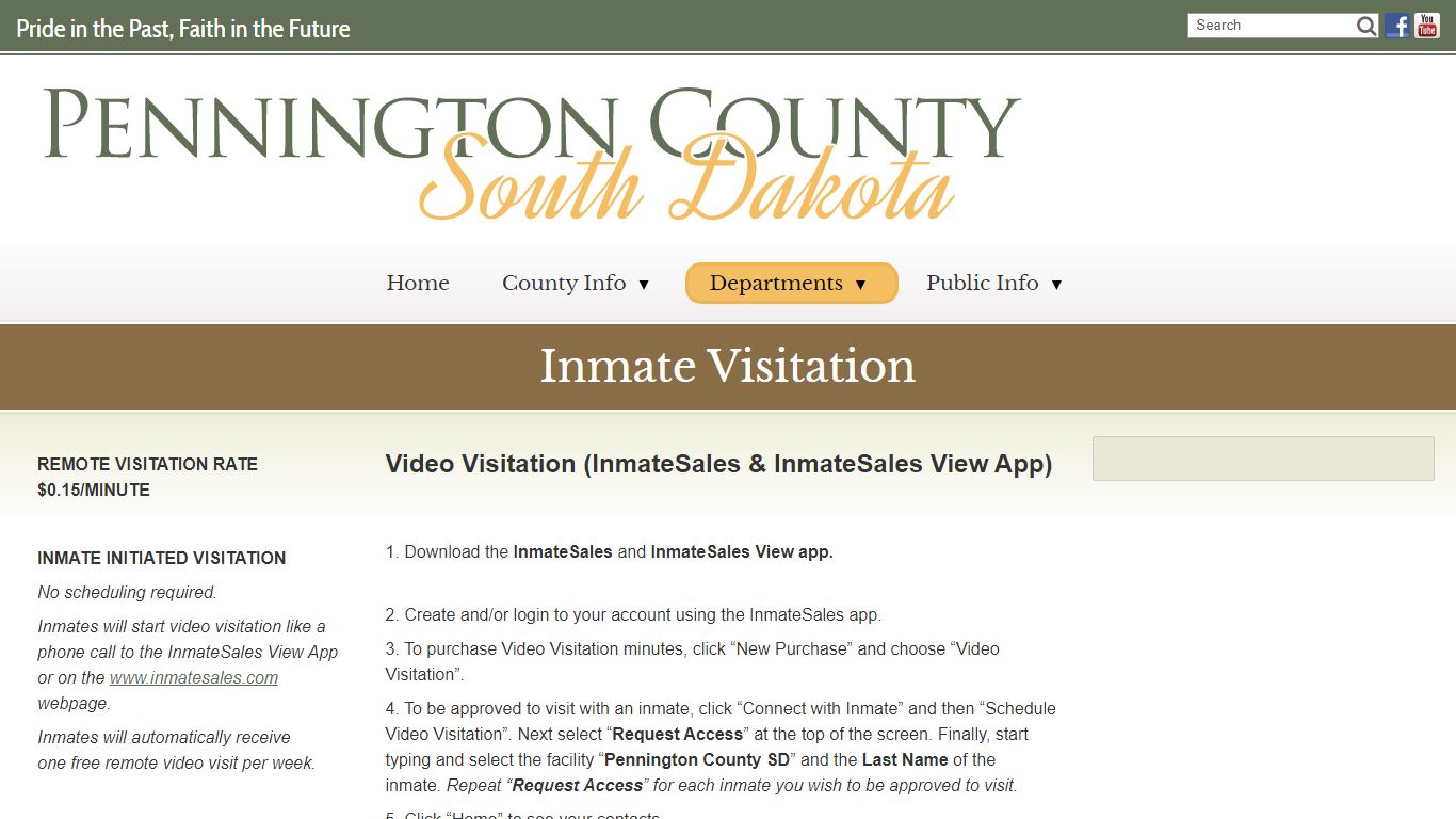 Inmate Visitation - Pennington County, South Dakota