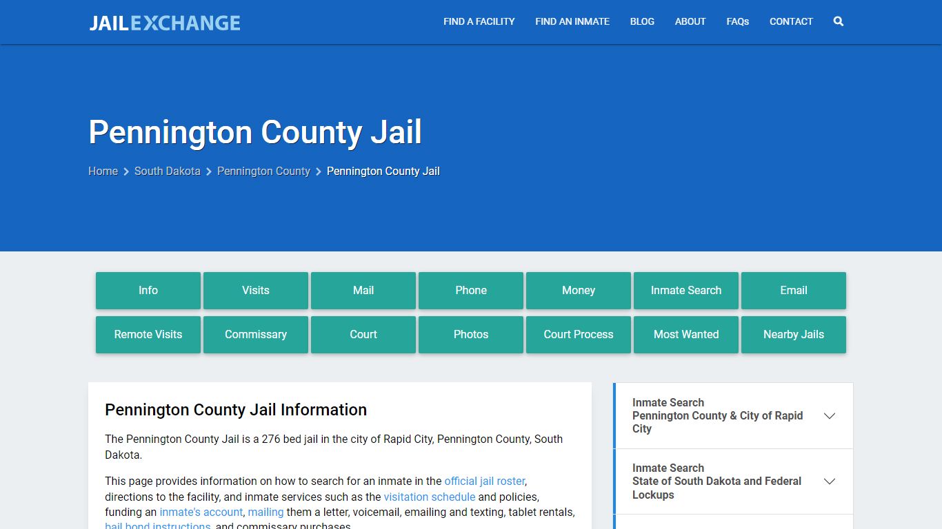 Pennington County Jail, SD Inmate Search, Information